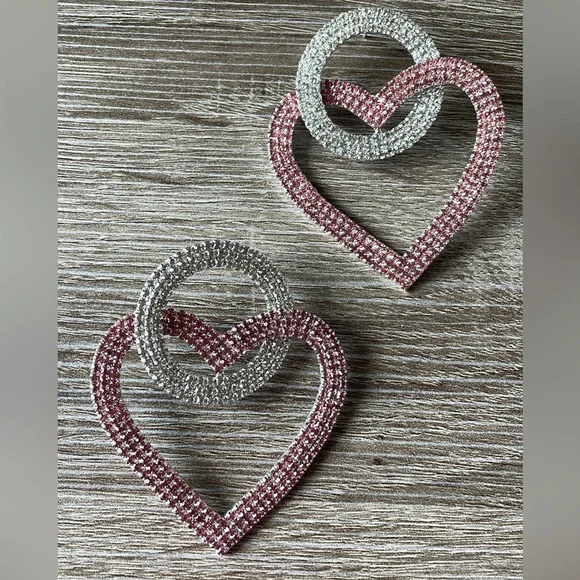 Heart rhinestones earrings - Picture 1 of 5